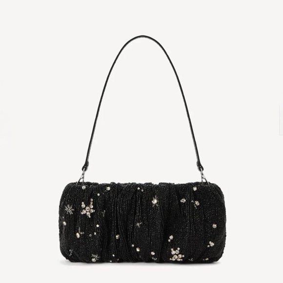 STAUD Handbags - Staud Starry Night Black Hand Beaded Bean Bag Clutch / Shoulder Bag